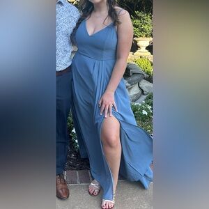 David’s Bridal Bridesmaid dress in steel blue Size 14